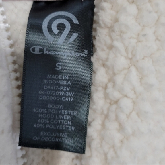 Champion Zip Up Teddy Jacket Cream Color Juniors Size Small - Picture 2 of 7